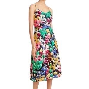 J. Crew Brushstroke Floral Silk Spaghetti Strap Dress Size 6 Feminine‎ Colorful